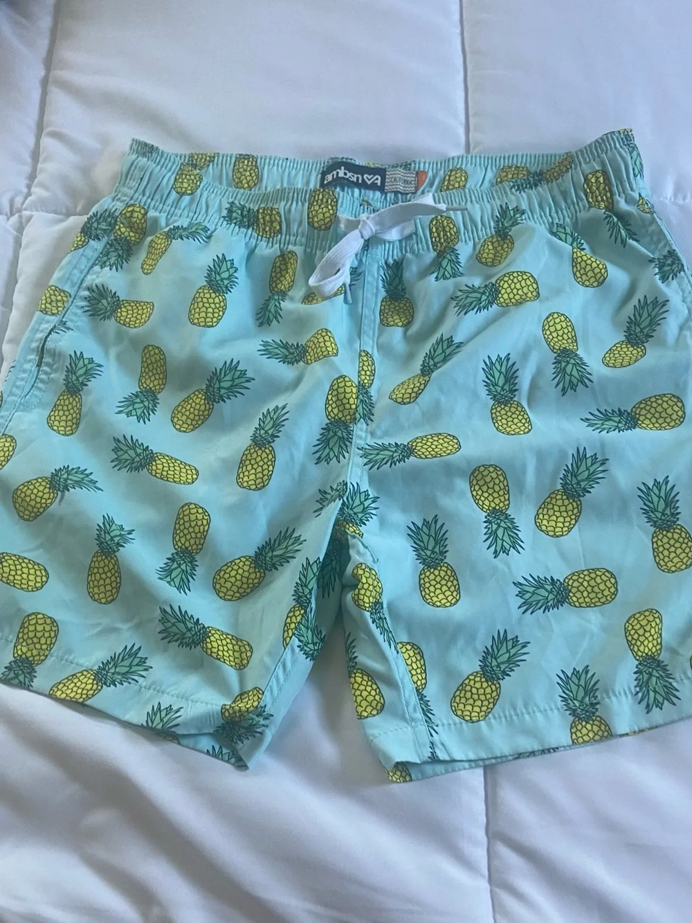 Arnhem Aqua Swim Shorts with Yellow Pineapple Print